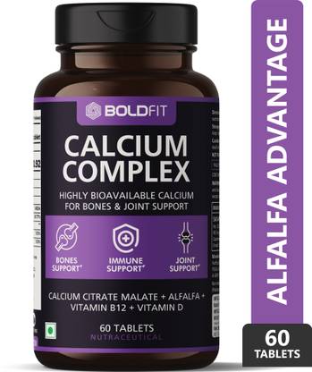 BOLDFIT Calcium Complex Supplement 1000mg With Alfalfa For Women And Men.