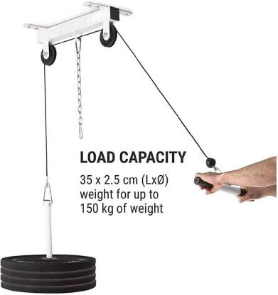 ks creations Ceiling Mounted Pulley System for Triceps Workout in White Triceps Bar