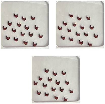 ONLINE JUNCTION OJ Plain Maroon Color Bindi Tikali Chandrakor shape Pack-3 Size-4 Forehead Maroon Bindis