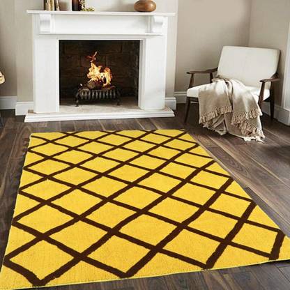 SPA Furnishing Brown, Yellow Polyester Carpet