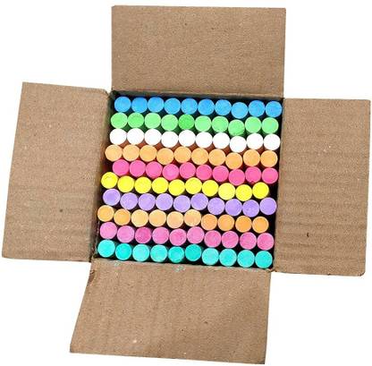 gofii Dust Less 5 Color Chalk Box 1 with Free Duster (100 Pieces Each Color 20 Pieces) colour chalk total 5 colour colour chalk