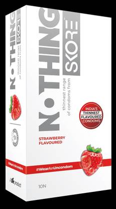SKORE Nothing Thinnest Range Strawberry Flavoured Condom Pack of 1 Condom