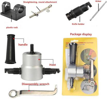 A TO Z TOOLS Double Head Sheet Metal Nibbler Hole Drill Cutter Electric Drill Attachment Metal Cutter