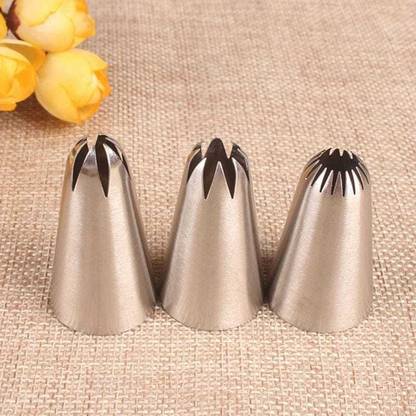 Bulky Buzz;Best of Baking Cake Decorating Set, 3 Pieces Stainless Steel Piping Nozzles Tips Kit set. Stainless Steel Quick Flower Icing Nozzle