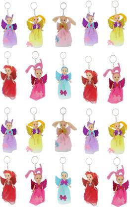 ShubhKraft Birthday Gift Item|Cute Barbie Doll Keychain for Girls (Pack of 20, Multicolor) Key Chain
