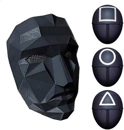 IndusBay Pack of 4 Squid Game Mask - Boss Mask , Triangle , Circle & Square Masked Man Party Mask