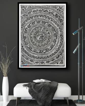 Artdarshan Traditional Madhubani Mandala Art Painting on Handmadesheet Natural Colors 19 inch x 15 inch Painting