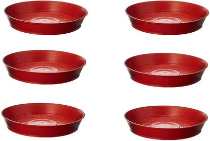 VirajSanchi Flower Pot Plant Saucer Base Plate Planter Tray Set of 6 Terracotta (8 Inch) Plastic Vase