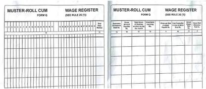 R K SALES R K Muster roll Register cum Wages register 1 Quire Pack of 1 2-Part Hard Bound
