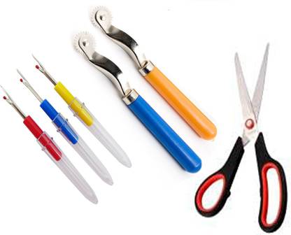 Crafts Haveli Filled with Mending and Sewing Tools 3 Seam Ripper, Scissor & 2 Tracing Wheel Sewing Kit