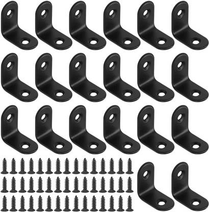 ROSE AHMED 20 Sets 25mm Black L Bracket Right Angle Bracket Corner Brace Joint Bracket 1 Shelf Bracket