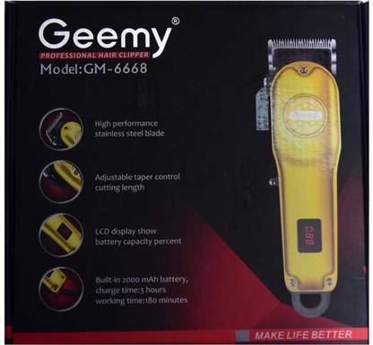 Gemmy Corded hair trimmer model - GM - 6668 Runtime: 45 min Trimmer for Men Trimmer 45 min  Runtime 2 Length Settings