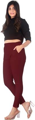Women Maroon Trousers