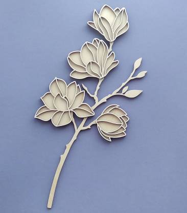 Haoser Wooden Crafts Solid Design Double Layer Wooden Flower Different Shapes Pack of 5