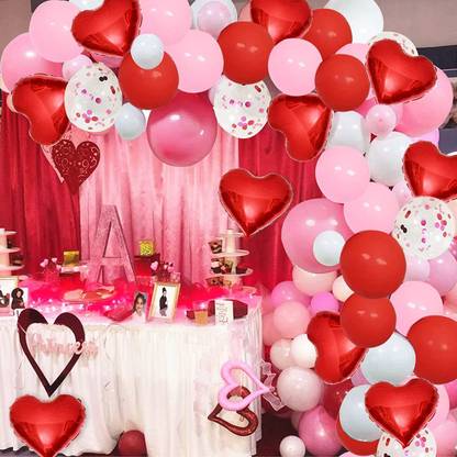 LAZYBEEE Balloons Arch with Confetti Balloon Red Heart Foil for party Decorations