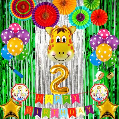Shopperskart Second Happy Birthday Giraffe Jungle Theme Combo Pack For Party Decoration