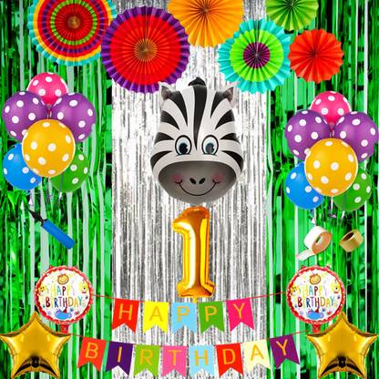 Shopperskart First Happy Birthday Zebra Jungle Theme Combo Pack For Party Decoration