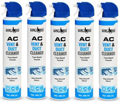 KANGAROO Car AC Vent & Duct Cleaner Odor Neutralizer Spray Form AC Vent & Duct Cleaner 400 Each ML (PACK OF 5) Vehicle Interior Cleaner