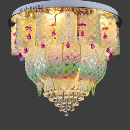Prop It Up Round Shaped Led Chandelier Asfour K 9 Crystals With Multicolor 50 Cm Size Bluetooth Al Design 500 9265 Ceiling Lamp In India Led Chandelier Asfour, Magnetic Crystals For Chandeliers Bluetooth