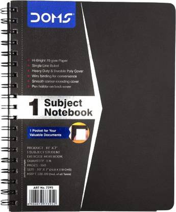 GlobalTrends DOMS 1 SUBJECT NOTEBOOK Book-size Note Book SINGLE RULE 160 Pages