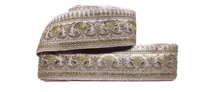 HKIntl HK111 Pink color Border Lace on silk base (9 Mtr Roll and 6.25 cm Width) Lace Reel