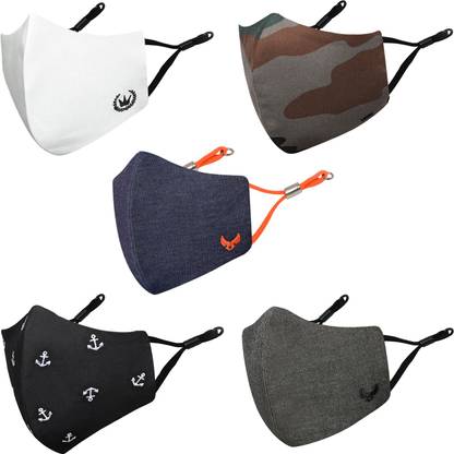 MASQ 4 Layer Protective, 100% Cotton Cloth Face Mask Combo for Men with Ear Loops Gallant_Combo_XL_05 Reusable, Washable Cloth Mask