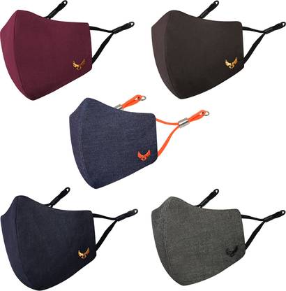 MASQ Wings 4 Layer Protective, Cotton Cloth Face Mask Combo for Men with Ear Loops Wings_All_Combo_XL_05 Reusable, Washable Cloth Mask