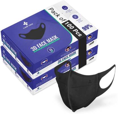 careview 3D Disposable Face Mask with Soft Spandex Ear loop CV 3D Face Mask