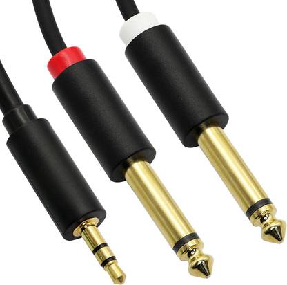 Saviraj Stereo 3.5 MM to Dual 6.5 MM TRS Mono Aux Cable 1 aux 2 mono adapter