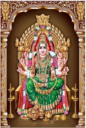 Bhuvaneshwari Devi Sparkle Coated Self Adhesive Waterproof Painting Vinyl Poster Without Frame (24 x 36 inch) Fine Art Print
