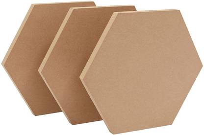 Whittlewud 3 Pack Wood Hexagon (10.5 X 12.1 Inches) Thickness 18mm Shapes, MDF Board Wood Varnish