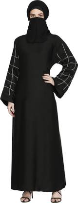 Dubai Collection Nida Matte Self Design Burqa With Hijab