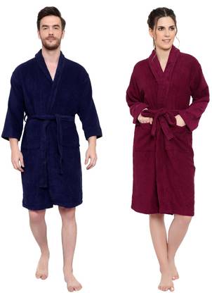 Cotton Trendy Blue, Maroon XXL Bath Robe