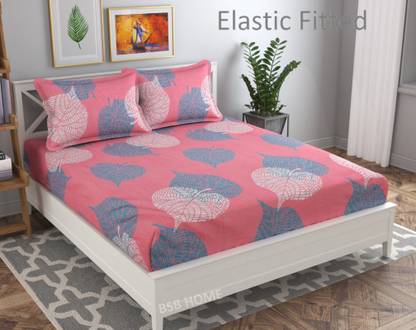 VAS COLLECTIONS 160 TC Microfiber Double Printed Fitted (Elastic) Bedsheet