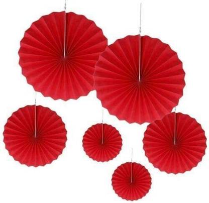 VDS The Trend Red Party Hanging Paper Fans Set