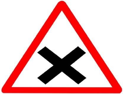 Ladwa Cross Road Cautionary Retro Reflective Road Signage - 600 mm Triangle Emergency Sign