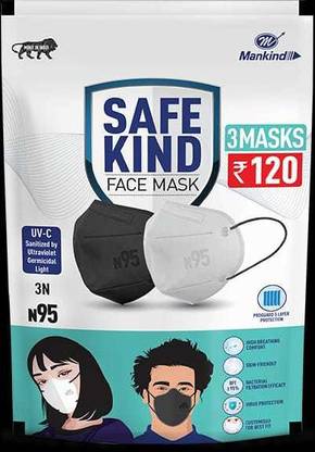 MANKIND SAFEKIND N95 MASK (PACK OF 3)  Face Shaping Mask