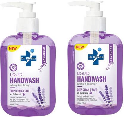 Dr Kleenz Hand Wash Lavender Pack of 2 (250ml x 2) Hand Wash Bottle + Dispenser
