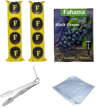 FAHAMA MAGIC COIL , BLACK GRAPES FLAVOR , CHIMTA , FOIL PAPER COMBO Hookah Charcoals