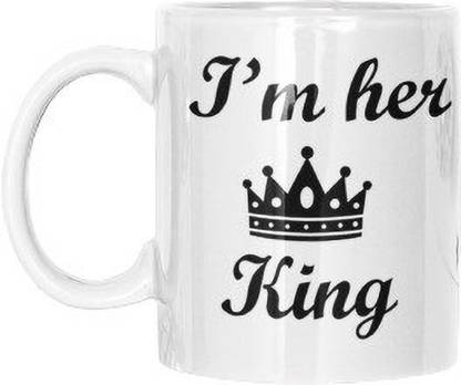 PAHMAC Ceramic " I'm Here King" Best For Brother| Father- Pack Of 1, ( White, 330ML) Ceramic Coffee Mug