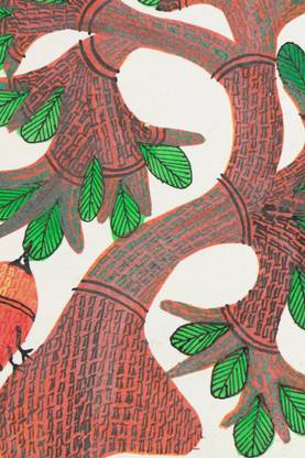 TRIBES INDIA BHOPAL Natural Colors 7 inch x 3.5 inch Painting