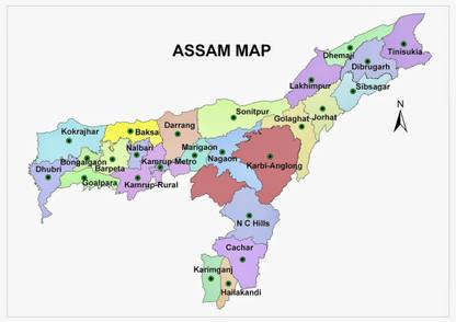 Assam Map Photo Paper Print Poster Photographic Paper Photographic Paper