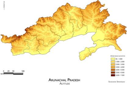 Arunachal Pradesh Map Photo Paper Print Poster Photographic Paper Photographic Paper