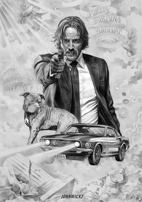 John Wick Fortis Fortuna Adiuvat Keanu Reeves Dog John Wick Chapter 2 Hd Matte Finish Poster Paper Print
