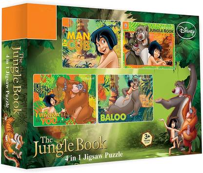 ARNIYAVALA 4 in 1 Mowgli Jungle Book Jigsaw Puzzle 140 Pieces for Kids.