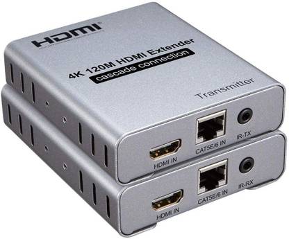 ULTRABYTES 4K 120M HDMI Extender Cascade Connection, RJ45 Over TCP/IP Cat5e/6 Ethernet Media Streaming Device