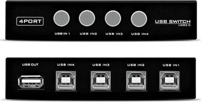 Technobyte 4 Port USB 2.0 Printer Scanner Sharing Switch I Super Speed I Plug & Play Media Streaming Device