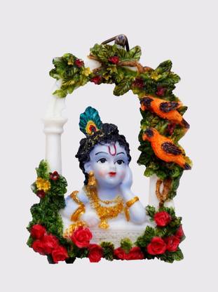 Sri Krishna Culture Radha Krishna Idol See Through Balcony Wall Hanging-Height-5 Inches Decorative Showpiece  -  12.7 cm
