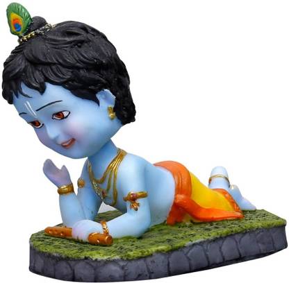 Sri Krishna Culture Cartoon Krishna Idol Lying Version On Base -Height-4Inches Decorative Showpiece  -  10.16 cm