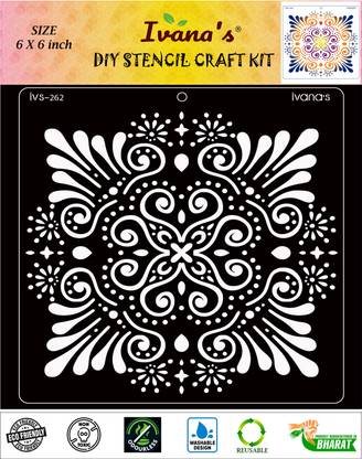 IVANA'S Art & Craft Stencil for Art & Craft , Reusable DIY Decorative Stencil for Painting on Canvas, Painting on Canvas, Fabric, Cloth, Paper, Glass, Furniture and Wall, IVS-262 Stencil